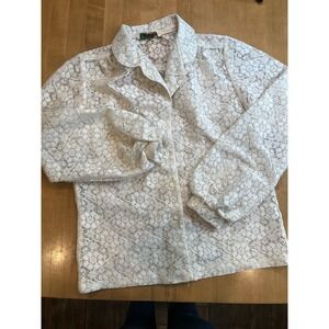 Tumbleweeds Vtg 70s Mod Cottage Lace Button Front Long Sleeve Blouse M Shacket